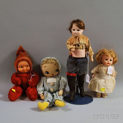 Four Composition and Cloth Dolls