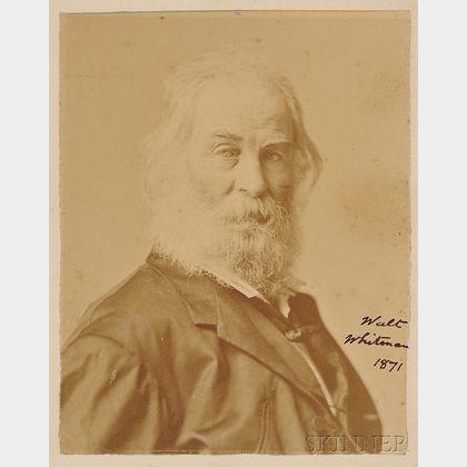 Whitman, Walt (1819-1892) Signed Photograph, 1871.
