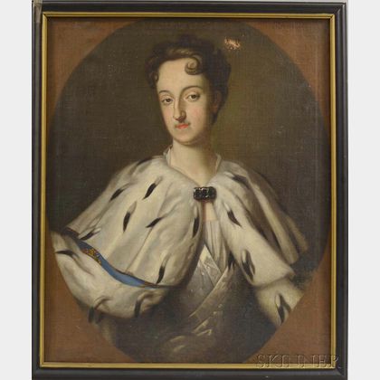 Continental School, 18th Century Style Portrait of a Woman in an Ermine Cape