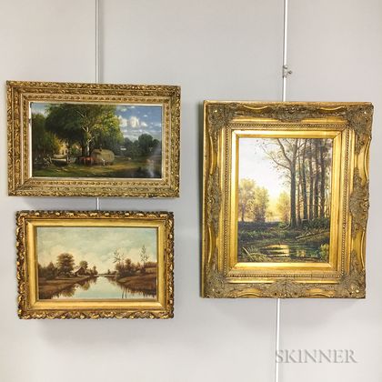 Three Framed 19th and 20th Century Oil on Canvas Landscapes