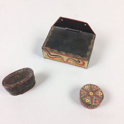 Three Small Paint-decorated Boxes