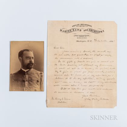 Sousa, John Philip (1854-1932) Autograph Letter Signed, Washington, DC, 20 February 1885, and Photograph