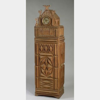 Tramp Art Tall Case Clock