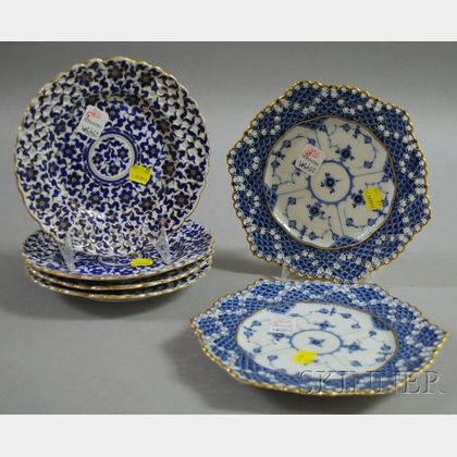 Set of Four Austrian Reticulated Porcelain Plates and a Pair of Royal Copenhagen Reticulated Porcelain Plates