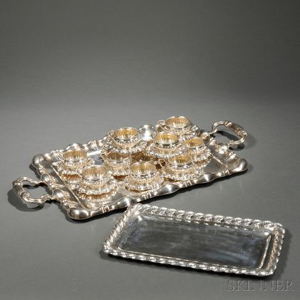 Twelve Hungarian .800 Silver Cups and Saucers with an Associated Tray