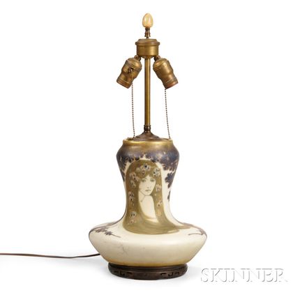 Art Nouveau Hand-painted Vase Table Lamp