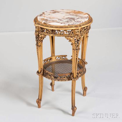 Louis XV-style Marble-top Giltwood Gueridon