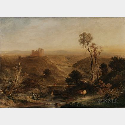 Attributed to Horatio McCulloch (Scottish, 1805-1867) Scottish Landscape, Possibly Castle Campbell