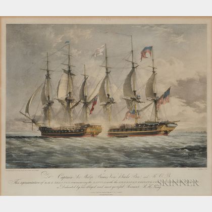 Four Framed Naval Battle Lithographs After J.C. Schetky and King