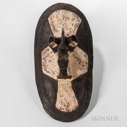 Songye-style Carved and Painted Shield Mask