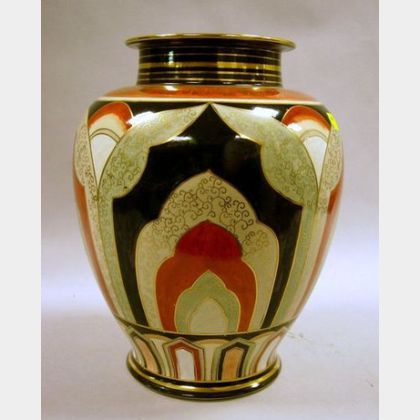 Japanese Art Deco Decorated Ceramic Vase. 