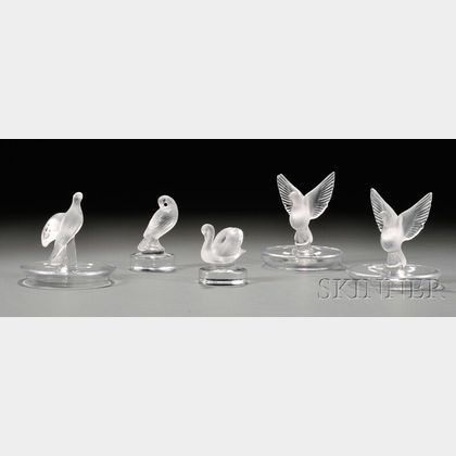 Four Lalique Bird Figures