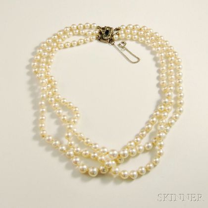 Triple-strand Cultured Pearl Necklace