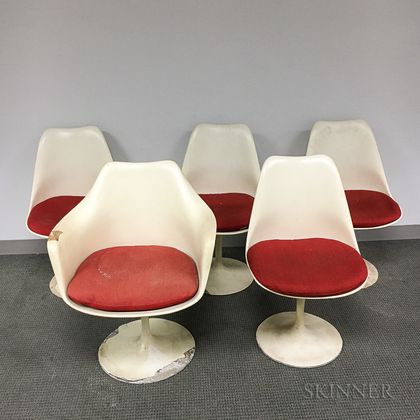 Eero Saarinen for Knoll Tulip Armchair and Four Side Chairs.