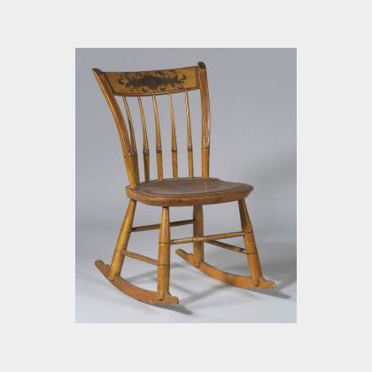 Paint Decorated Thumb-back Windsor Rocking chair