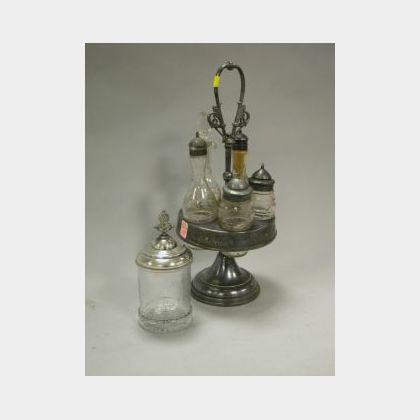 Aesthetic Silver Plated Caster Set and Jam Jar. 