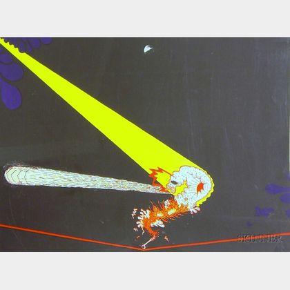 Unframed Lithograph of a Flaming Slug by Norman Stiegelmeyer (American, b. 1937)