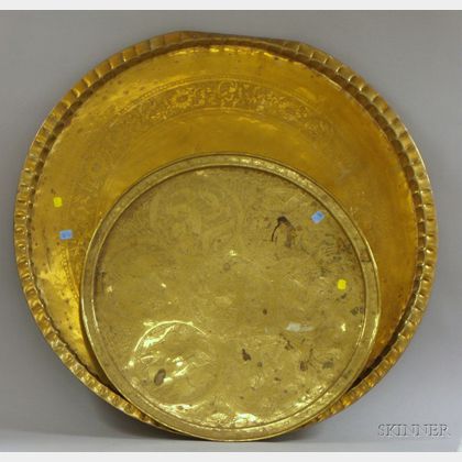 Two Middle Eastern Brass Trays. 