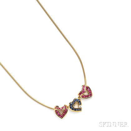 18kt Gold Gem-set Necklace, Charles Krypell