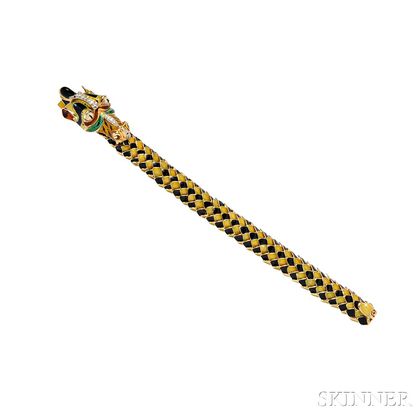 18kt Gold and Enamel Dragon Bracelet