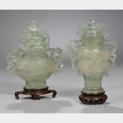 Two Covered Hardstone Urns