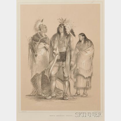 Two Uncolored Lithographs by George Catlin