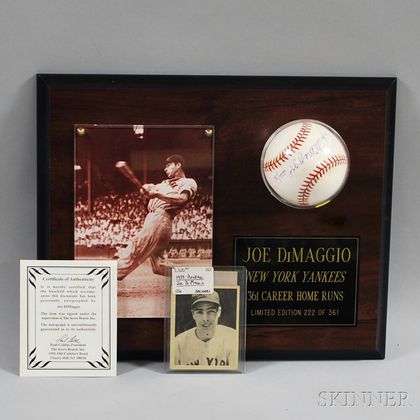 1939 Play Ball #26 Joe DiMaggio Baseball Card and a Signed Baseball