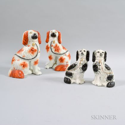 Two Pairs of Staffordshire King Charles Spaniels
