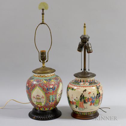 Two Chinese-style Enameled Porcelain Vases
