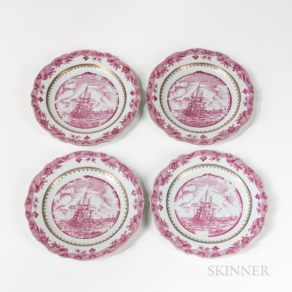 Four Export Porcelain Plates