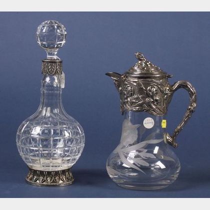 Two Continental Silver Plate and Colorless Glass Vessels