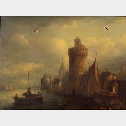Attributed to Patrick Nasmyth (British, 1787-1831) Animated Harbor View
