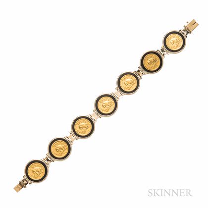 14kt Gold and Chinese 1/20oz Gold Panda 5 Yuan Coin Bracelet