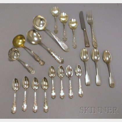 Approximately Nineteen Pieces of Sterling and Silver Plated Flatware