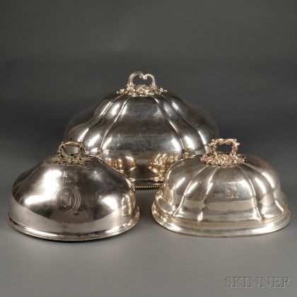 Three Silver-plated Meat Domes