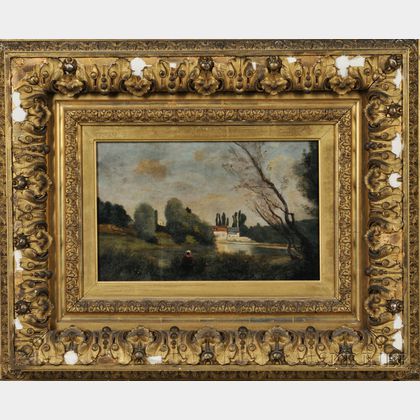 French or American School, 19th Century Barbizon Landscape