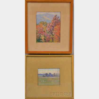 Two Framed Pastel Landscapes: Marion P. Howard (American, 1883-1953),Autumn Trees with Mountains