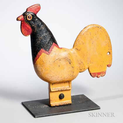 Paint-decorated Cast Iron Rooster Windmill Weight