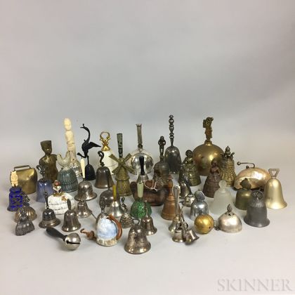 Approximately Fifty Metal, Shell, and Glass Bells. Estimate $200-400