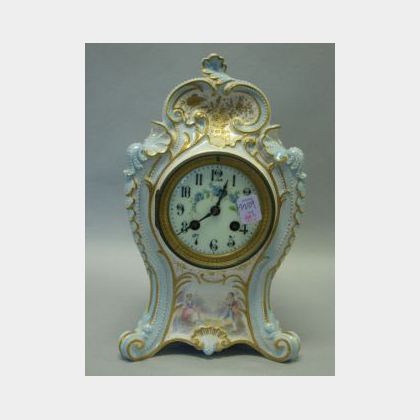 Rococo-style Gilt Decorated Ceramic Mantel Clock