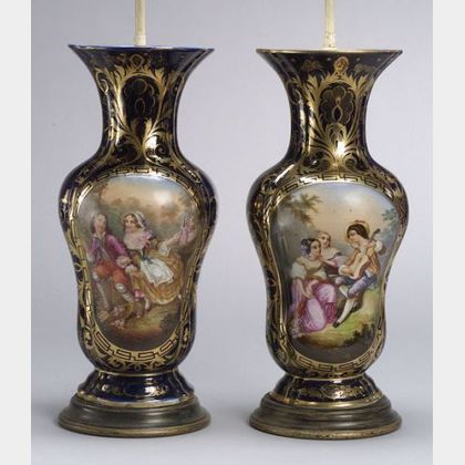 Pair of Large Paris Porcelain Lamps