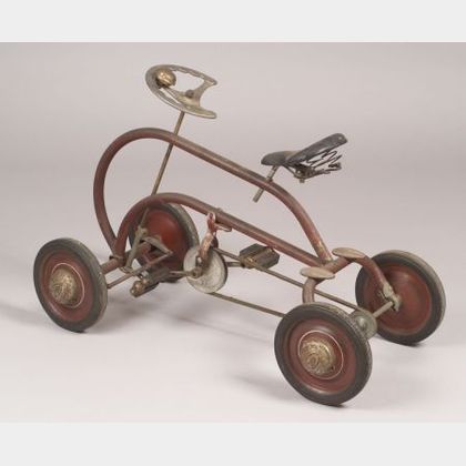 Youth's Painted Metal Tubular Peddle Belt-Driven Quadcycle