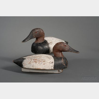 Pair of Carved and Painted Canvasback Duck Decoys