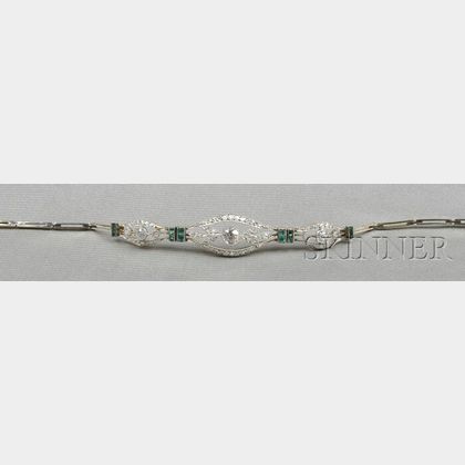 Edwardian Emerald and Diamond Bracelet