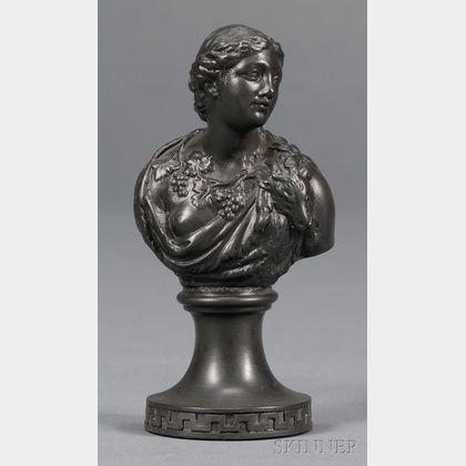 Miniature Wedgwood and Bentley Black Basalt Bust of Ariadne