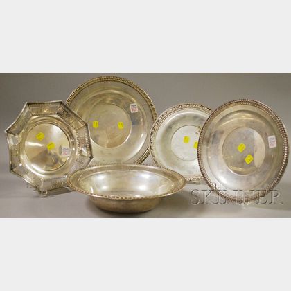 Five Sterling Silver Dishes and Trays