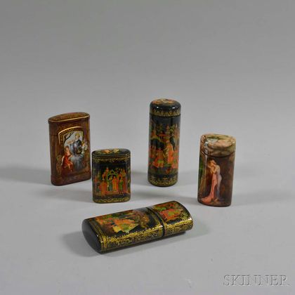 Five Russian Lacquered Boxes
