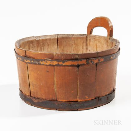 Small Orange-painted Wooden Tub