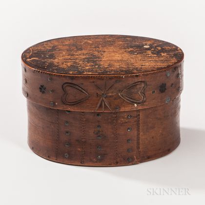 Carved and Heart-decorated Oval Box