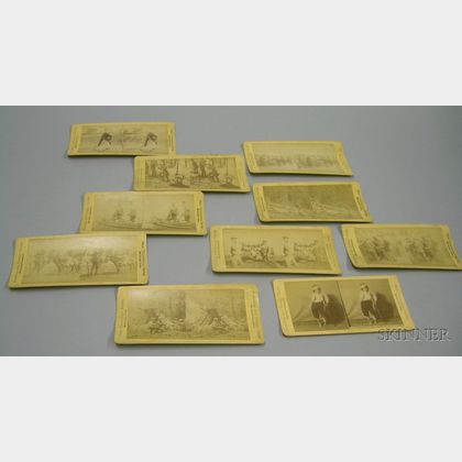 Set of Ten Canvassers American Hunting Scenes Stereoscopic View Cards and a The 5th of July, No. 2 Card.e... 
